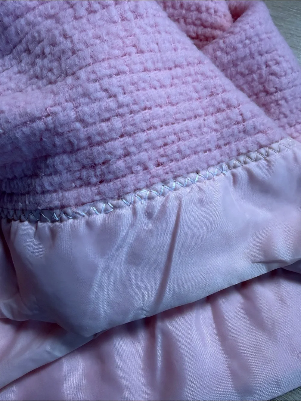 Vintage 70s Penneys Fashion Manor Pino Waffle Weave Thermal Blanket Throw Granny